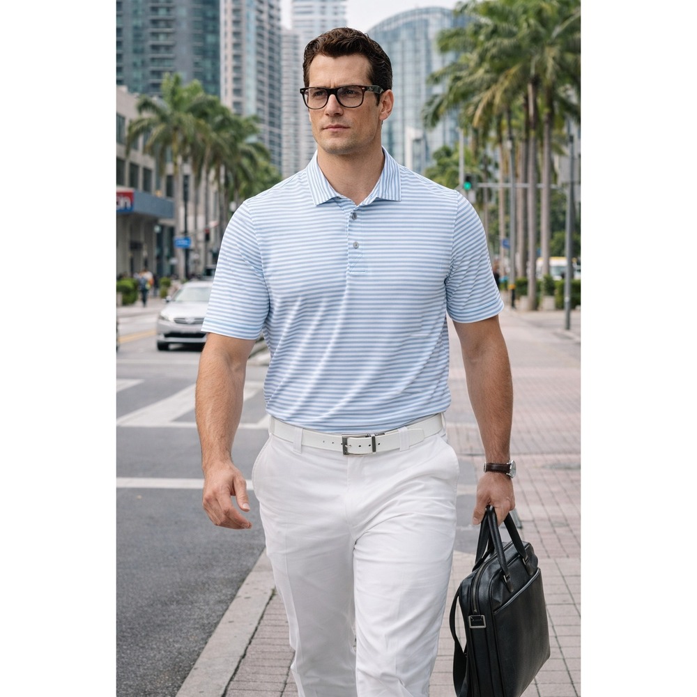 Cutter & Buck Mens Short Sleeve Virtue Eco Pique Stripe Recycled Polo size xxxl